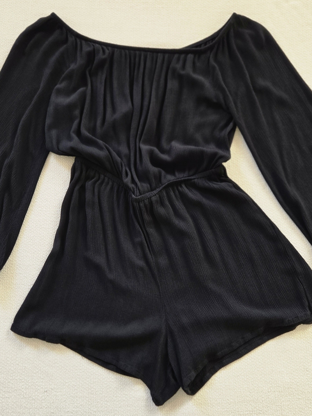 Mossimo Supply Co. Black Off-Shoulder Long Sleeve Romper